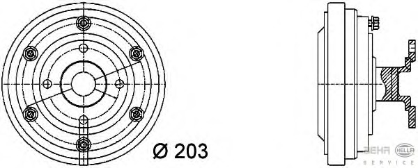 Cupla, ventilator radiator 8MV 376 731-281 BEHR HELLA SERVICE - Ventilator radiator