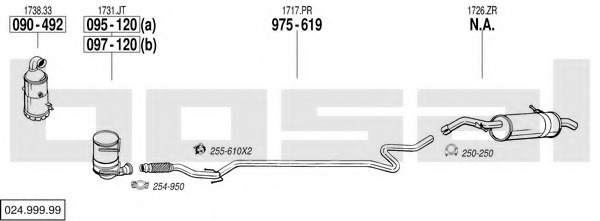 Sistem de esapament 024.999.99 BOSAL - Sistem de evacuare, complet Sistem de esapament 024.999.99 BOSAL - Sistem de evacuare, complet