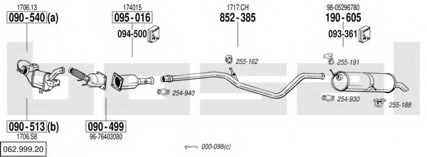 Sistem de esapament 062.999.20 BOSAL - Sistem de evacuare, complet Sistem de esapament 062.999.20 BOSAL - Sistem de evacuare, complet
