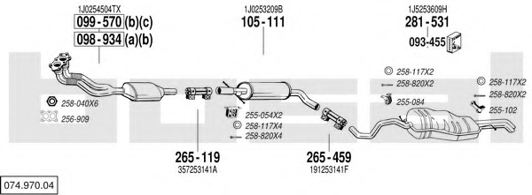 Sistem de esapament 074.970.04 BOSAL - Sistem de evacuare, complet Sistem de esapament 074.970.04 BOSAL - Sistem de evacuare, complet