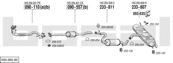 Sistem de esapament 090.990.90 BOSAL - Sistem de evacuare, complet Sistem de esapament 090.990.90 BOSAL - Sistem de evacuare, complet