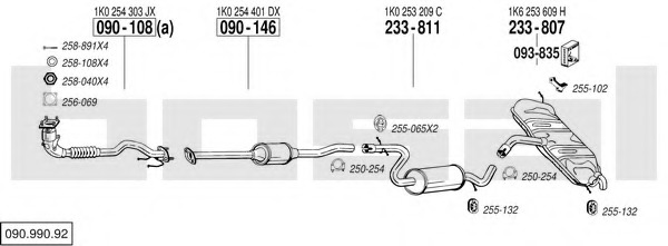 Sistem de esapament 090.990.92 BOSAL - Sistem de evacuare, complet Sistem de esapament 090.990.92 BOSAL - Sistem de evacuare, complet