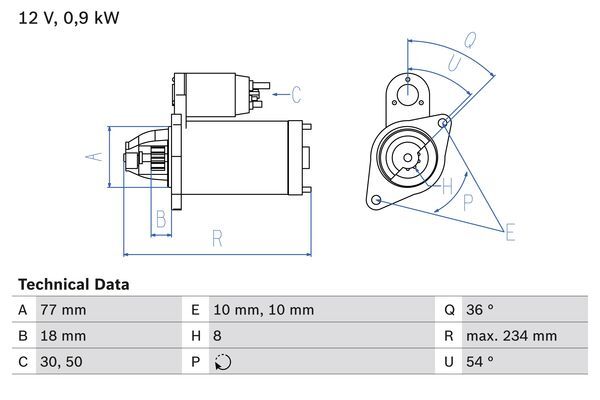 starter 0 986 012 301 BOSCH - Demaror / electromotor