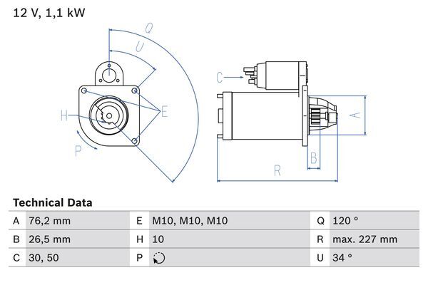 starter 0 986 017 060 BOSCH - Demaror / electromotor