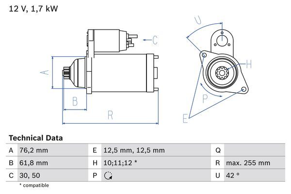 starter 0 986 020 260 BOSCH - Demaror / electromotor starter 0 986 020 260 BOSCH - Demaror / electromotor