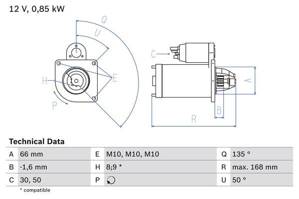starter 0 986 021 051 BOSCH - Demaror / electromotor