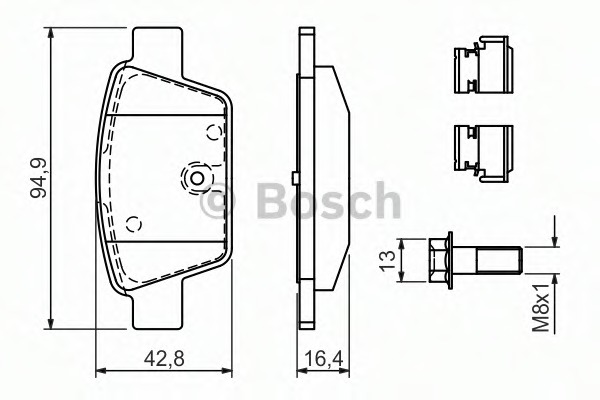 set placute frana,frana disc 0 986 494 030 BOSCH - Frana disc