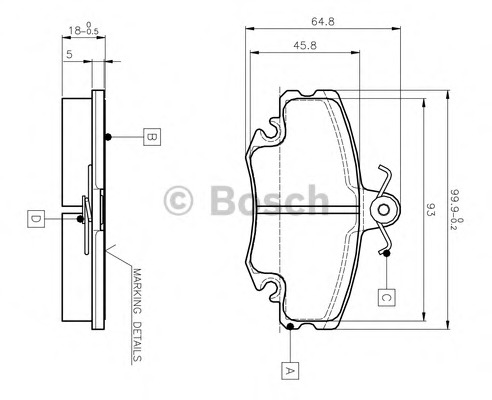 set placute frana,frana disc 0 986 TB2 005 BOSCH - Frana disc