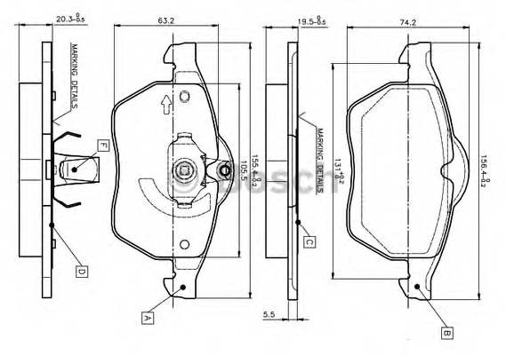 set placute frana,frana disc 0 986 TB2 017 BOSCH - Frana disc