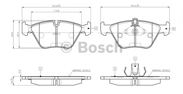 set placute frana,frana disc 0 986 TB2 598 BOSCH - Frana disc