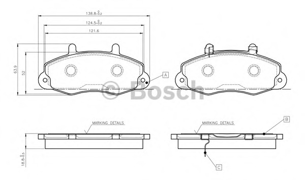 set placute frana,frana disc 0 986 TB2 675 BOSCH - Frana disc
