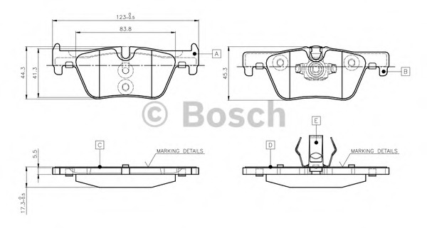 set placute frana,frana disc 0 986 TB3 144 BOSCH - Frana disc