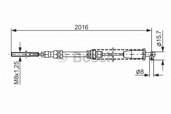 Cablu, frana de parcare 1 987 477 377 BOSCH - Maneta/ cablu