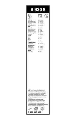 lamela stergator 3 397 118 930 BOSCH - Stergator de parbriz lamela stergator 3 397 118 930 BOSCH - Stergator de parbriz