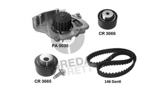 Set pompa apa + curea dintata KPA 0733A BREDA  LORETT - Kit distributie / curea distributie
