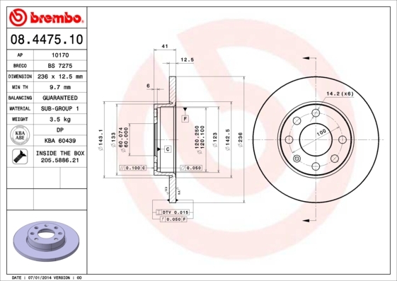 Disc frana 08.4475.10 BREMBO - Frana disc Disc frana 08.4475.10 BREMBO - Frana disc