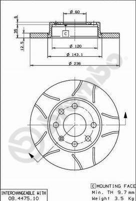 Disc frana 08.4475.75 BREMBO - Frana disc Disc frana 08.4475.75 BREMBO - Frana disc