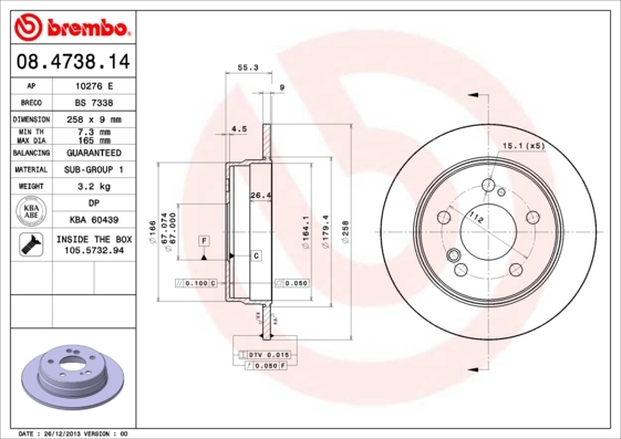 Disc frana 08.4738.14 BREMBO - Disc frana Disc frana 08.4738.14 BREMBO - Disc frana