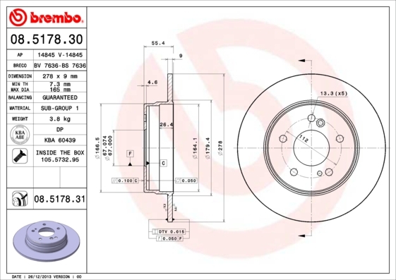 Disc frana 08.5178.31 BREMBO - Disc frana Disc frana 08.5178.31 BREMBO - Disc frana