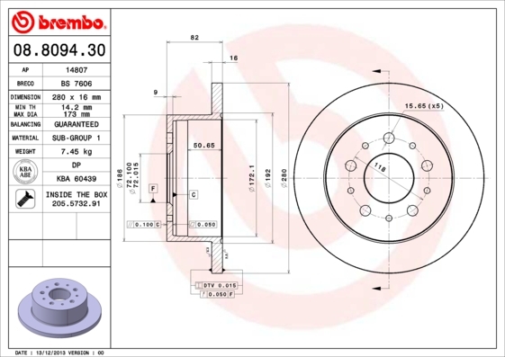 Disc frana 08.8094.30 BREMBO - Frana disc