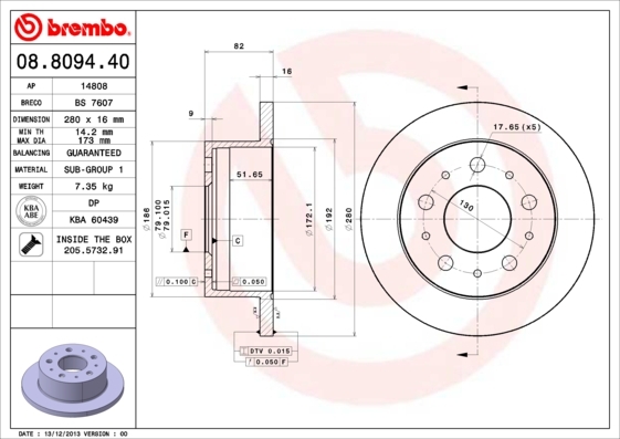 Disc frana 08.8094.40 BREMBO - Frana disc