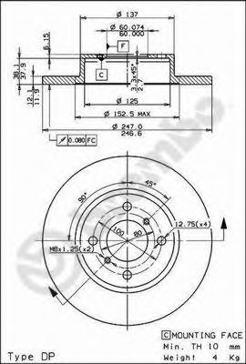 Disc frana 08.8705.10 BREMBO - Frana disc