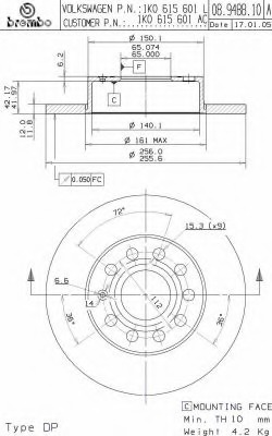 Disc frana 08.9488.10 BREMBO - Disc frana Disc frana 08.9488.10 BREMBO - Disc frana