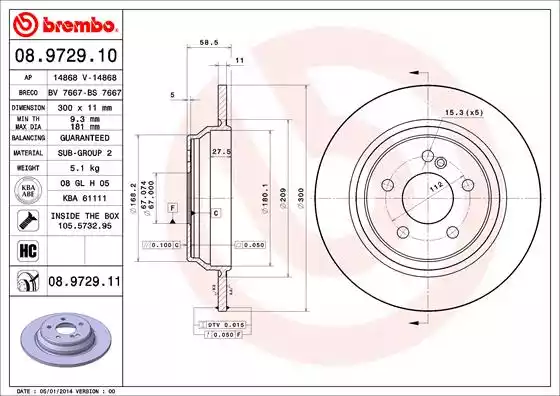 Disc frana 08.9729.10 BREMBO - Disc frana