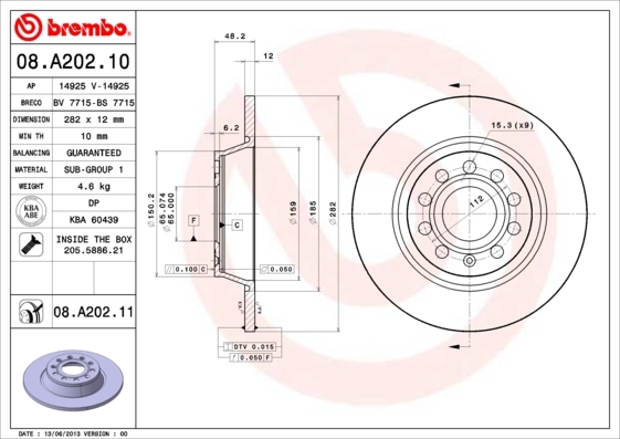 Disc frana 08.A202.11 BREMBO - Disc frana Disc frana 08.A202.11 BREMBO - Disc frana