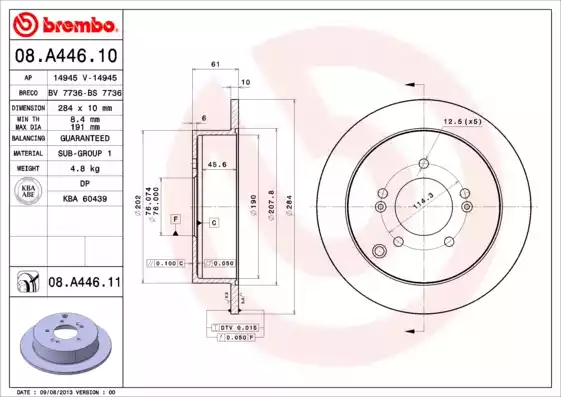 Disc frana 08.A446.10 BREMBO - Frana disc Disc frana 08.A446.10 BREMBO - Frana disc