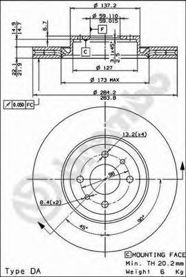 Disc frana 09.4939.14 BREMBO - Disc frana