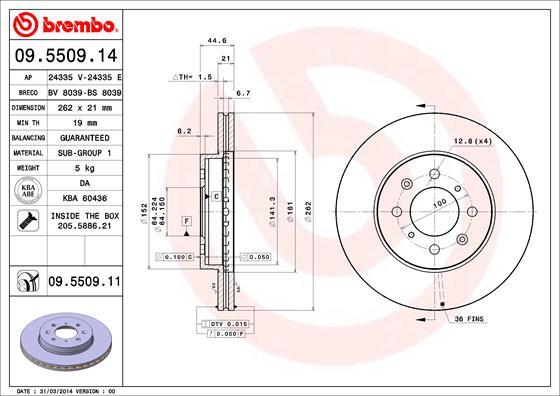 Disc frana 09.5509.11 BREMBO - Disc frana Disc frana 09.5509.11 BREMBO - Disc frana