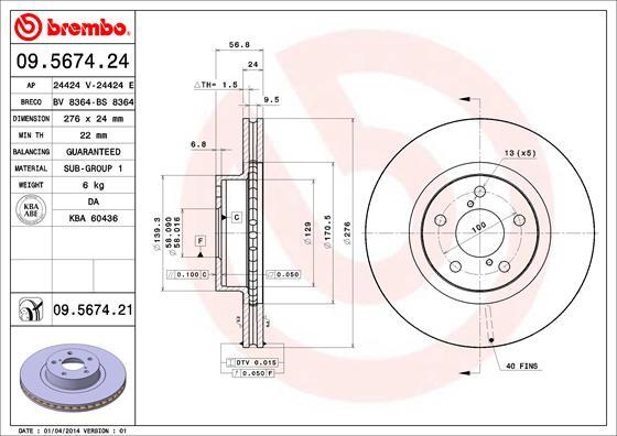 Disc frana 09.5674.21 BREMBO - Disc frana Disc frana 09.5674.21 BREMBO - Disc frana