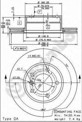 Disc frana 09.6924.14 BREMBO - Frana disc