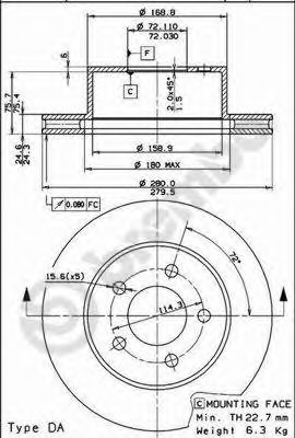 Disc frana 09.7421.80 BREMBO - Frana disc