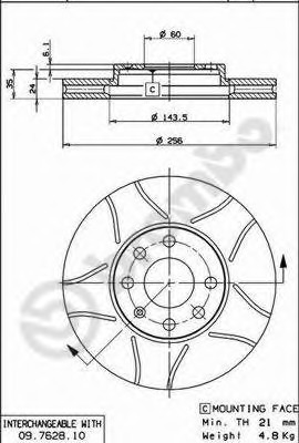 Disc frana 09.7628.75 BREMBO - Frana disc Disc frana 09.7628.75 BREMBO - Frana disc