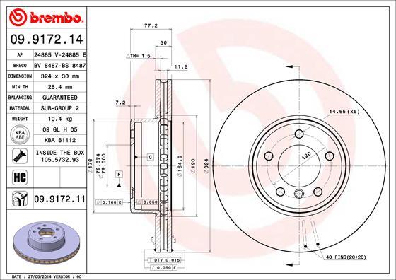 Disc frana 09.9172.11 BREMBO - Frana disc Disc frana 09.9172.11 BREMBO - Frana disc