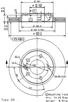 Disc frana 09.9582.10 BREMBO - Frana disc Disc frana 09.9582.10 BREMBO - Frana disc