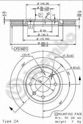 Disc frana 09.9616.14 BREMBO - Frana disc