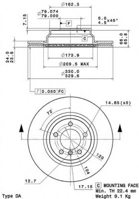 Disc frana 09.A259.10 BREMBO - Frana disc Disc frana 09.A259.10 BREMBO - Frana disc