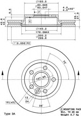 Disc frana 09.A427.10 BREMBO - Frana disc Disc frana 09.A427.10 BREMBO - Frana disc