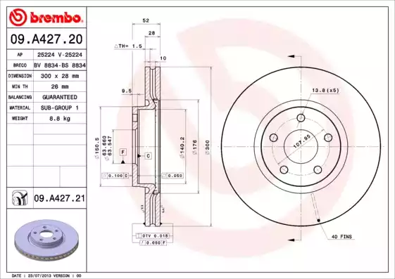 Disc frana 09.A427.20 BREMBO - Frana disc Disc frana 09.A427.20 BREMBO - Frana disc