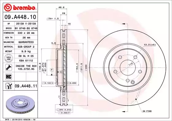 Disc frana 09.A448.10 BREMBO - Disc frana Disc frana 09.A448.10 BREMBO - Disc frana