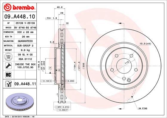 Disc frana 09.A448.11 BREMBO - Disc frana Disc frana 09.A448.11 BREMBO - Disc frana