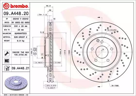Disc frana 09.A448.21 BREMBO - Disc frana Disc frana 09.A448.21 BREMBO - Disc frana