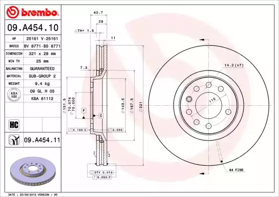 Disc frana 09.A454.10 BREMBO - Disc frana Disc frana 09.A454.10 BREMBO - Disc frana