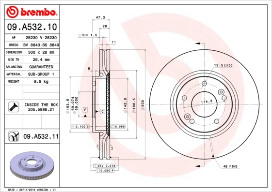 Disc frana 09.A532.10 BREMBO - Frana disc Disc frana 09.A532.10 BREMBO - Frana disc