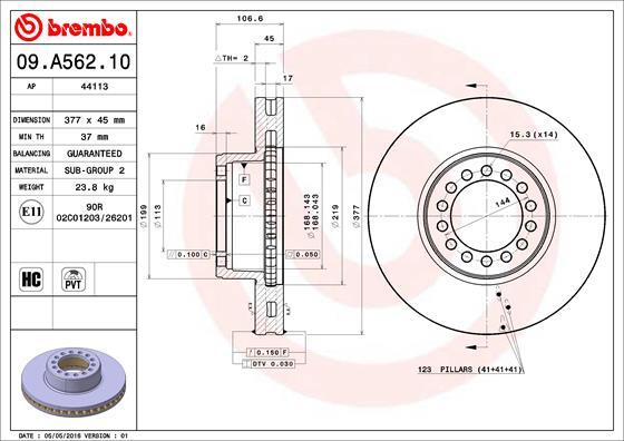 Disc frana 09.A562.10 BREMBO - Frana disc Disc frana 09.A562.10 BREMBO - Frana disc