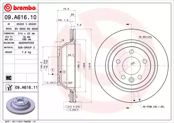 Disc frana 09.A616.10 BREMBO - Disc frana Disc frana 09.A616.10 BREMBO - Disc frana