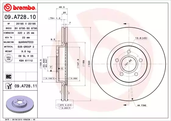 Disc frana 09.A728.10 BREMBO - Disc frana Disc frana 09.A728.10 BREMBO - Disc frana